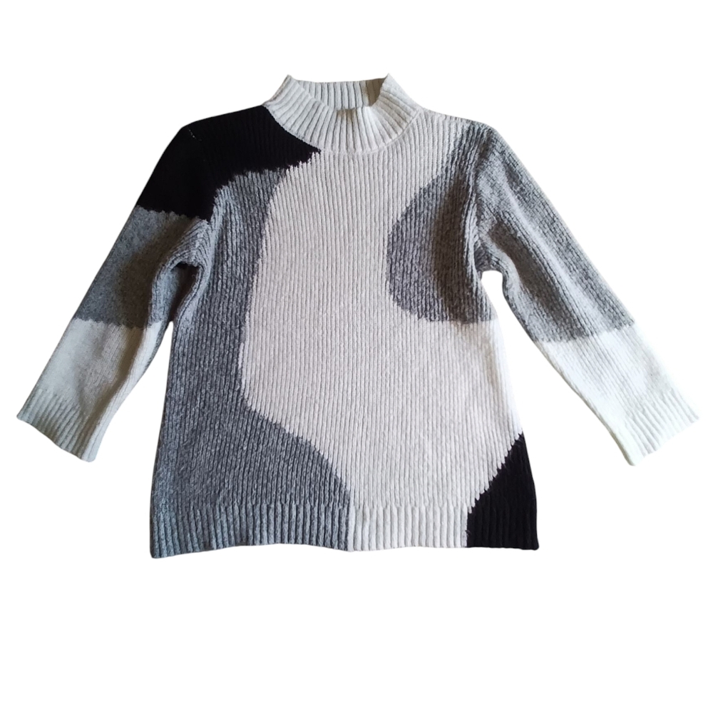 A Love Story Black White Gray Mock Neck Sweater S